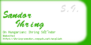 sandor ihring business card